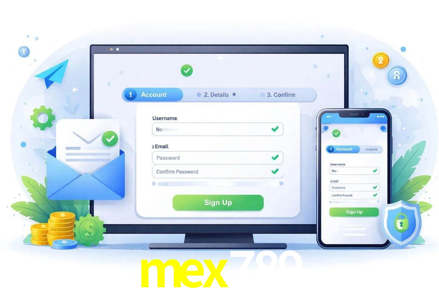 Registro de nuevo usuario y configuración de cuenta mex789