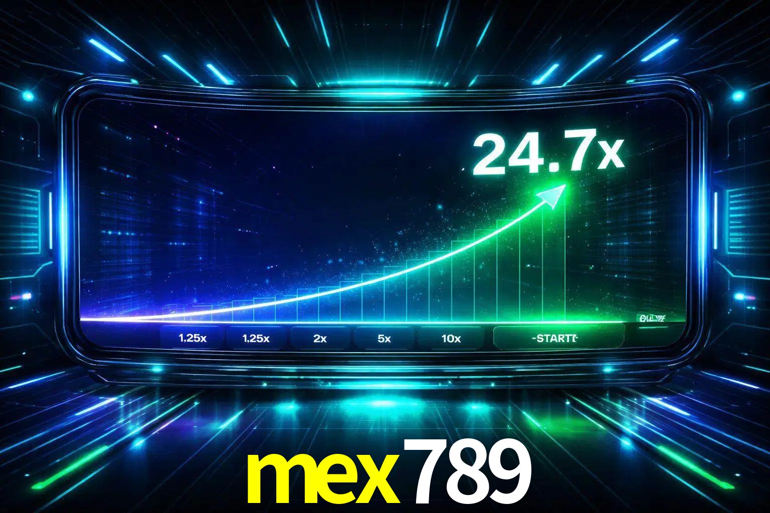 Una pantalla moderna de juego estilo crash con multiplicadores ascendentes, visuales de neón y una interfaz intensa enfocada en la acción.